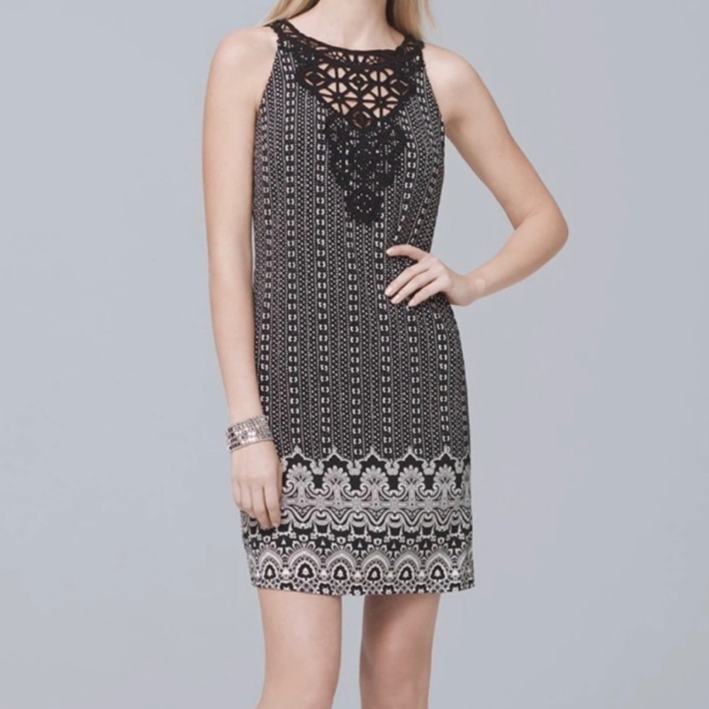 White House Black Market Crochet Neck Shift New Dress